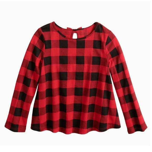 Adorable Red & Black Plaid Bow-Back Swing Top w/Jeggings Outfit NWT! - Picture 4 of 10